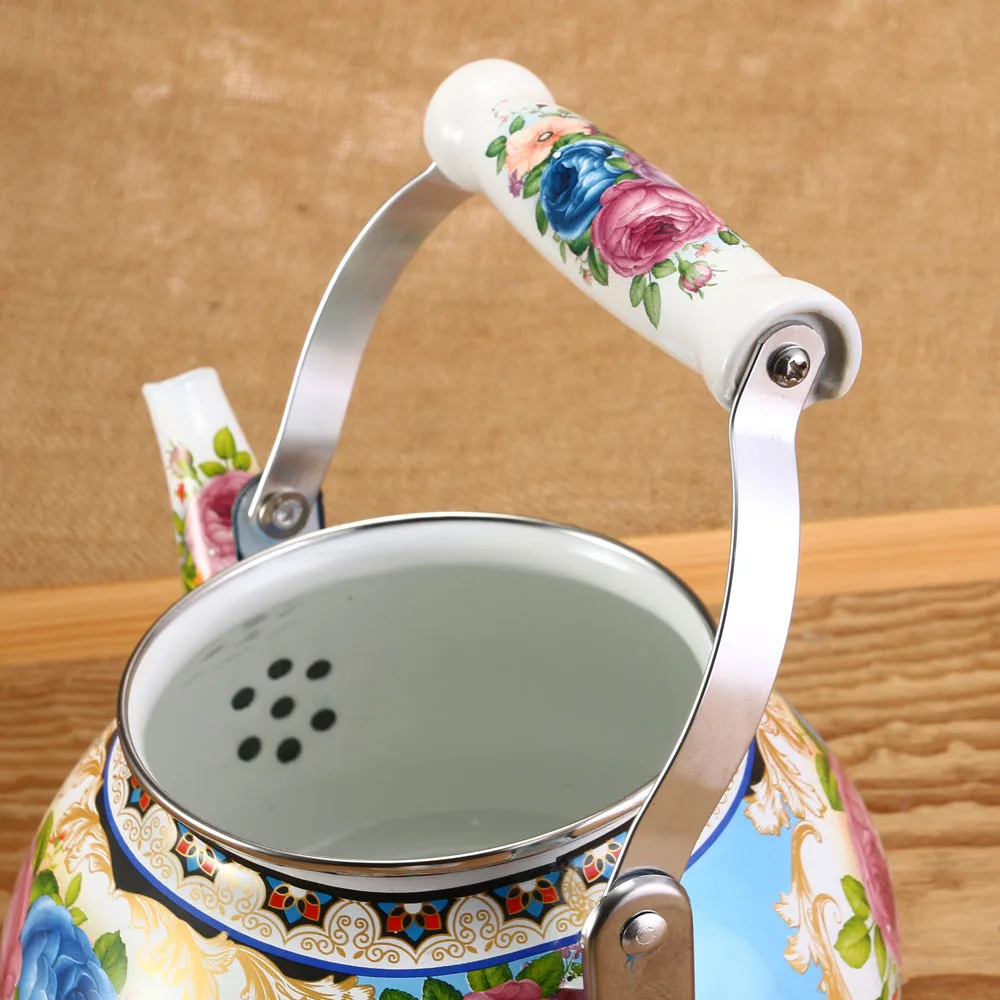 

1pcs 2.5L Flowers Stamp Pot Smooth Kettle Enamel Tea Pot Used On Electromagnetic Stove/Gas Range/Electronic Tube