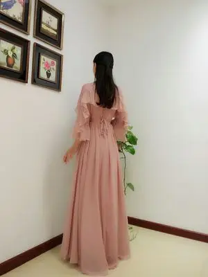 Beauty Emily длинное розовое платье подружки невесты ТРАПЕЦИЕВИДНОЕ платье без рукавов со шнуровкой на плече свадебное платье девичьи платья для выпускного вечера