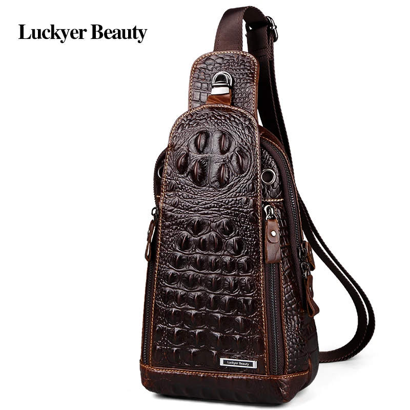 LUCKYER BEAUTY мужские нагрудные сумки с узором крокодиловая кожа мужская сумка через