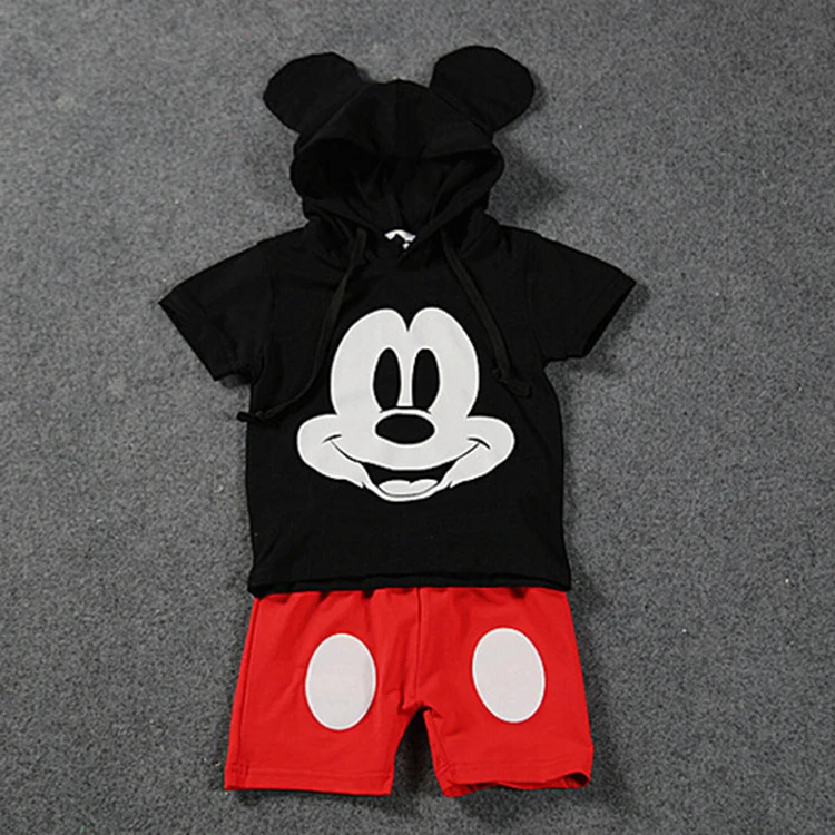 mickey Модная толстовка с Микки Маусом+ шорты, комплекты для девочек и маленьких мальчиков, комплект летней одежды, детская одежда - Цвет: mickey