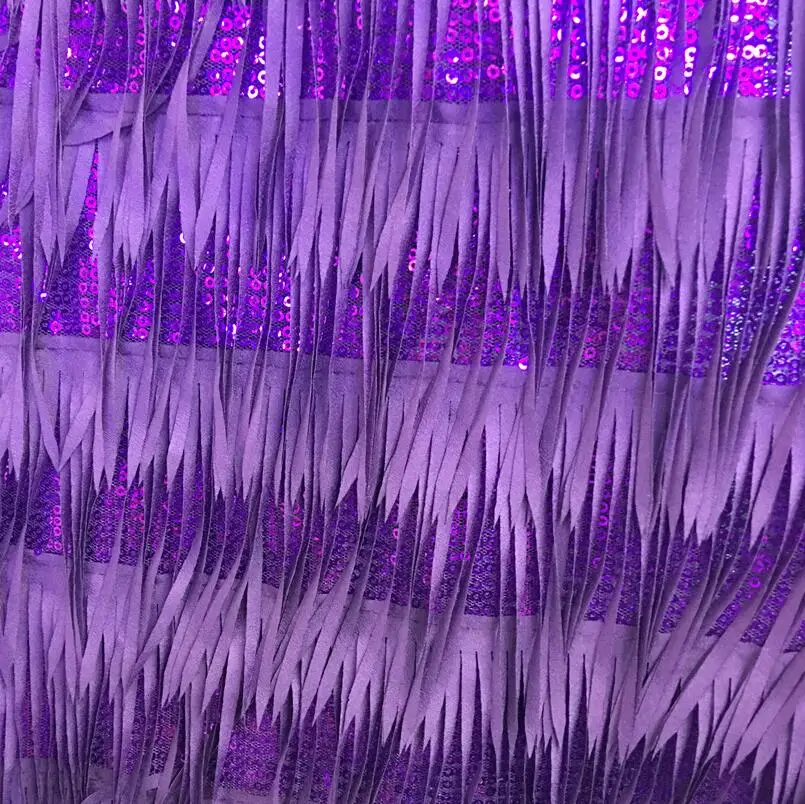 purple LASUI 4 цвета 1 ярд/1 шт. W0111 высокое качество Французский кружево своими руками вечернее платье кисточкой блестящая кружевная ткань - Цвет: purple