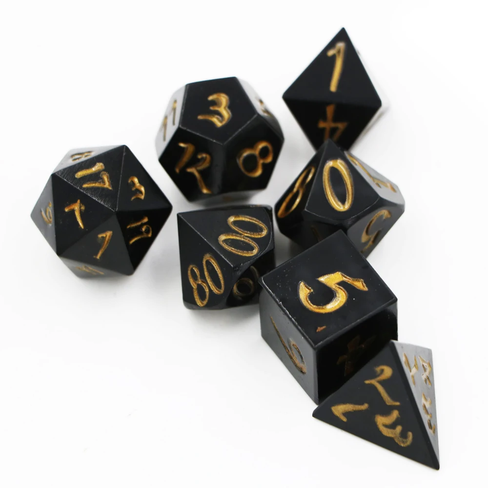 Новинка, 7 шт./набор, креативные ролевые игральные кости, D& D, металлические игральные кости, жемчужно-черные D4 D6 D8 D10 D12 D20, многогранные игральные кости