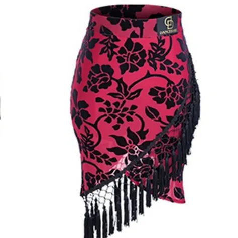 red skirt Юбка для танцев Женская юбка для латинских танцев Одежда для латинских тренировок танцевальные костюмы с кисточками платье для латиноамериканских танцев одежда - Цвет: red skirt