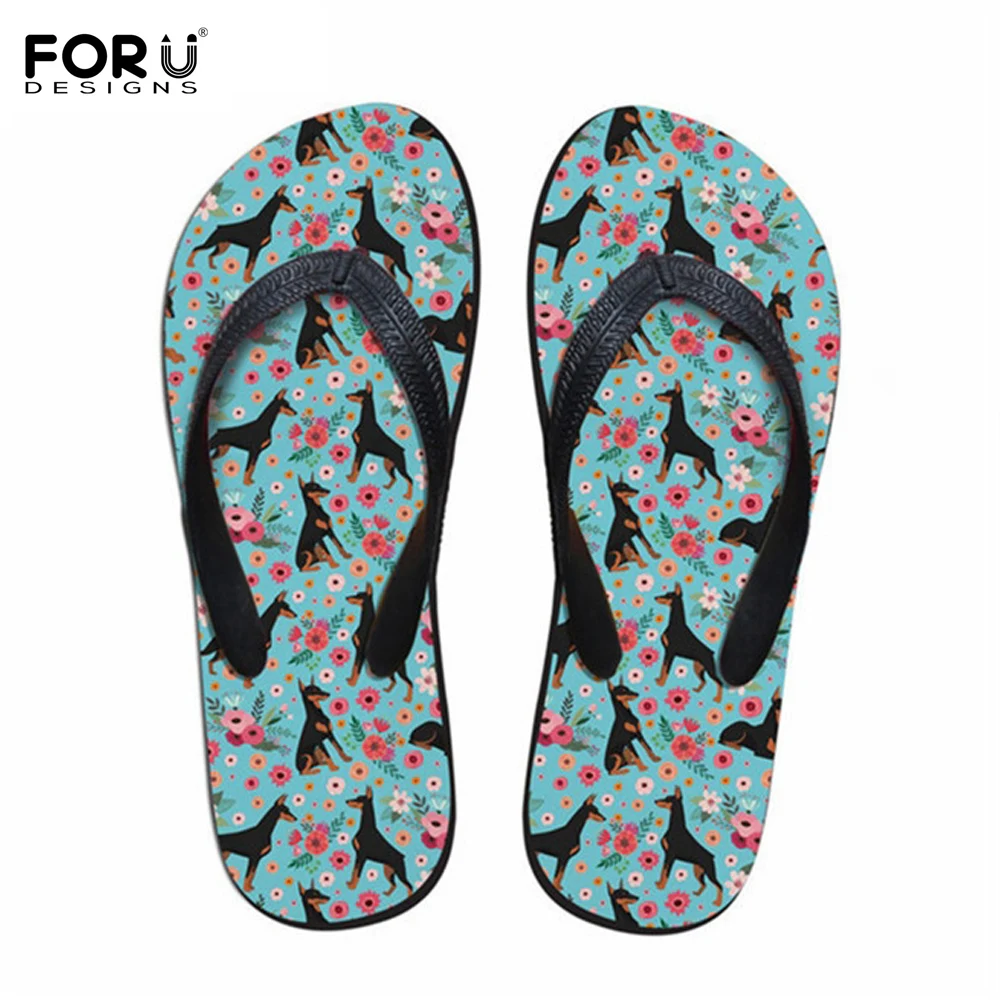 FORUDESIGNS/милые женские Вьетнамки с принтом таксы и собаки фирменный дизайн модная