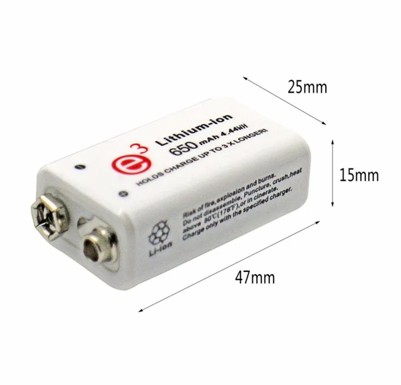 1pcs Soshine 1/2/4 шт. 650 mаh 9В 6F22 литий-ионный Перезаряжаемые Батарея для электронная сигара гитары - Цвет: 1pcs