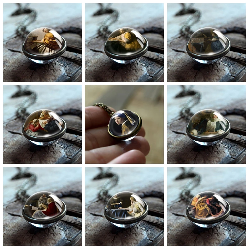 Женское жемчужное ожерелье с картиной (изображением) в стиле ретро двойным