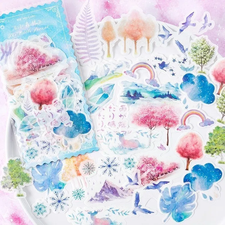 Kawaii Мультфильм руки счета наклейки Набор творческий DIY фото украшение дневника Скрапбукинг японские наклейки детский подарок 06502 - Цвет: Small forest