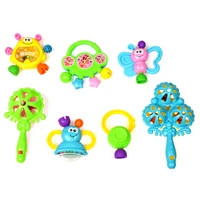 7pcs newborn toddler baby shaking bell rattles teether toys kids hand toys hot sale