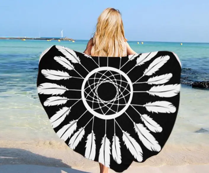 

25PCS 600G Round Beach Towel 150CM Geometric Donuts Printed Microfiber shower towels Circle Bohemia Bath Towels Shawl Mat Thick