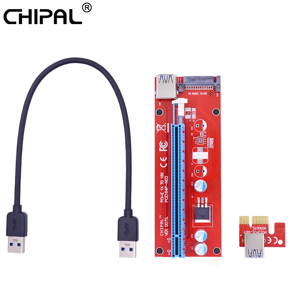 CHIPAL VER007S 30 см PCI E Express 1X до 16X переходная карта адаптер USB 3 0 кабель 15Pin SATA Power для