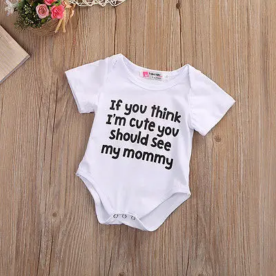 Комбинезон с надписью для маленьких мальчиков модный белый боди девочек летняя