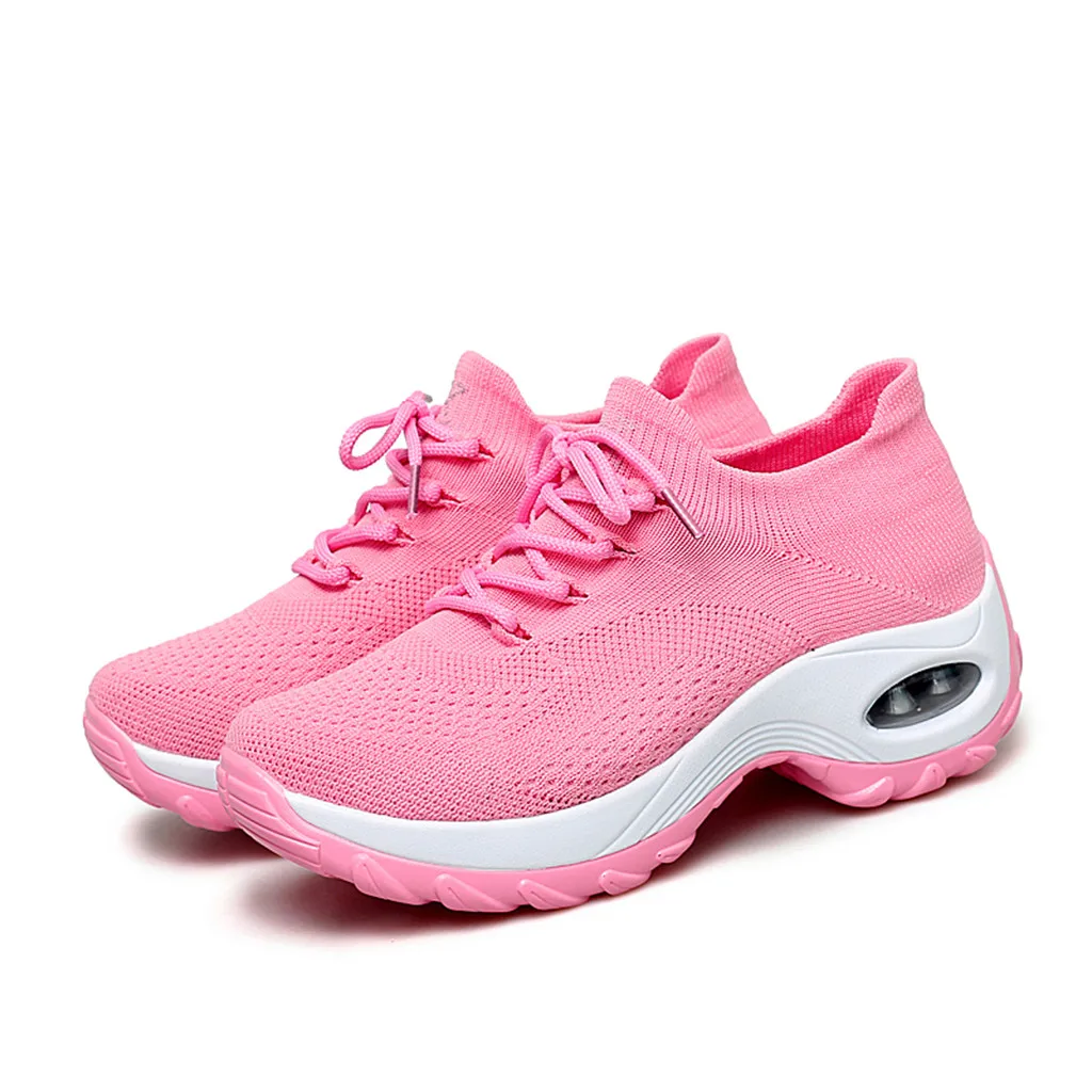 Женская дышащая Вулканизированная обувь; Повседневная однотонная Спортивная Беговая легкая обувь на платформе со шнуровкой; теннисные кроссовки; Feminino