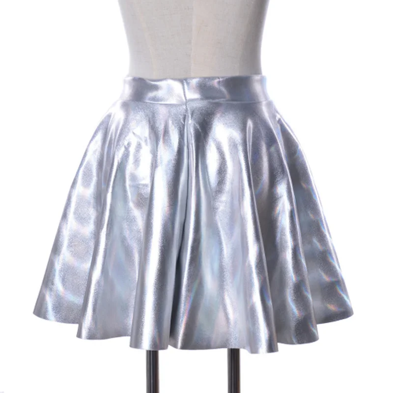 Lychee Женская Блестящая юбка с мокром эффектом искусственная кожа расклешенная