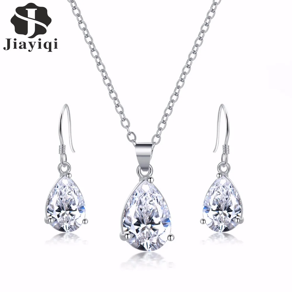 2017 ювелирный набор серебряного цвета модный кубический циркон подвеска