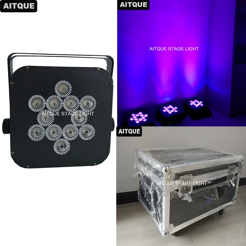 

(8pcs/CASE)Uplighting for weddings led slim light 18 watts wireless led uplighting 6 in 1 12x18w flat battery led light flycase