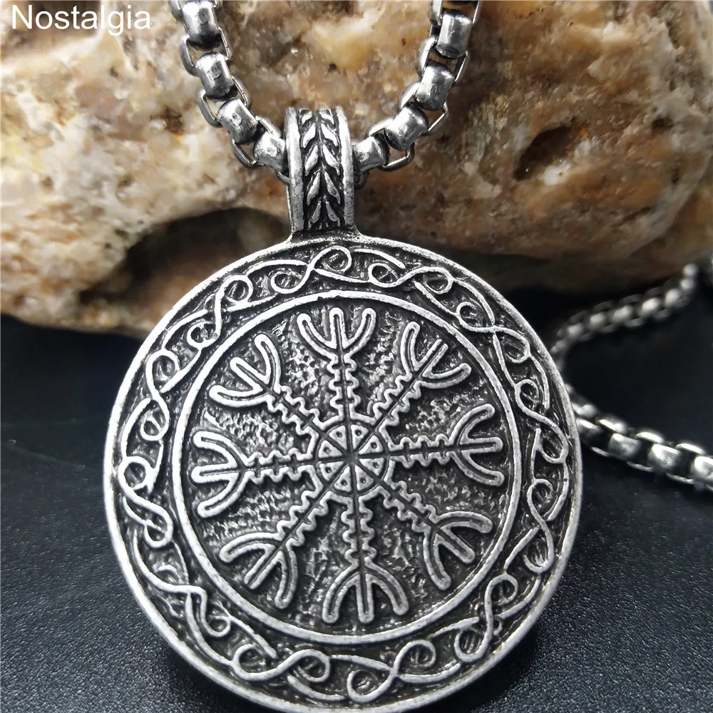 Norse Aegishjalmur Helm Of Awe Symbol Amulet Viking Necklace Pagan Pendant Talisman Jewelry | Украшения и аксессуары