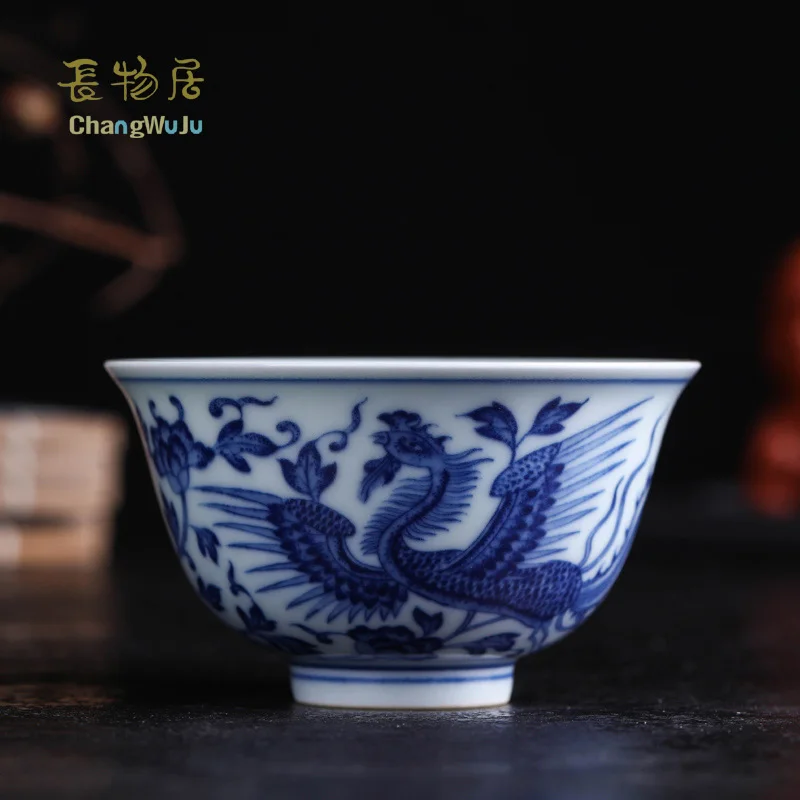 Чашки Changwuju в цзиндэчжэне блюдца сине белая чашка китайского чайного кунг фу
