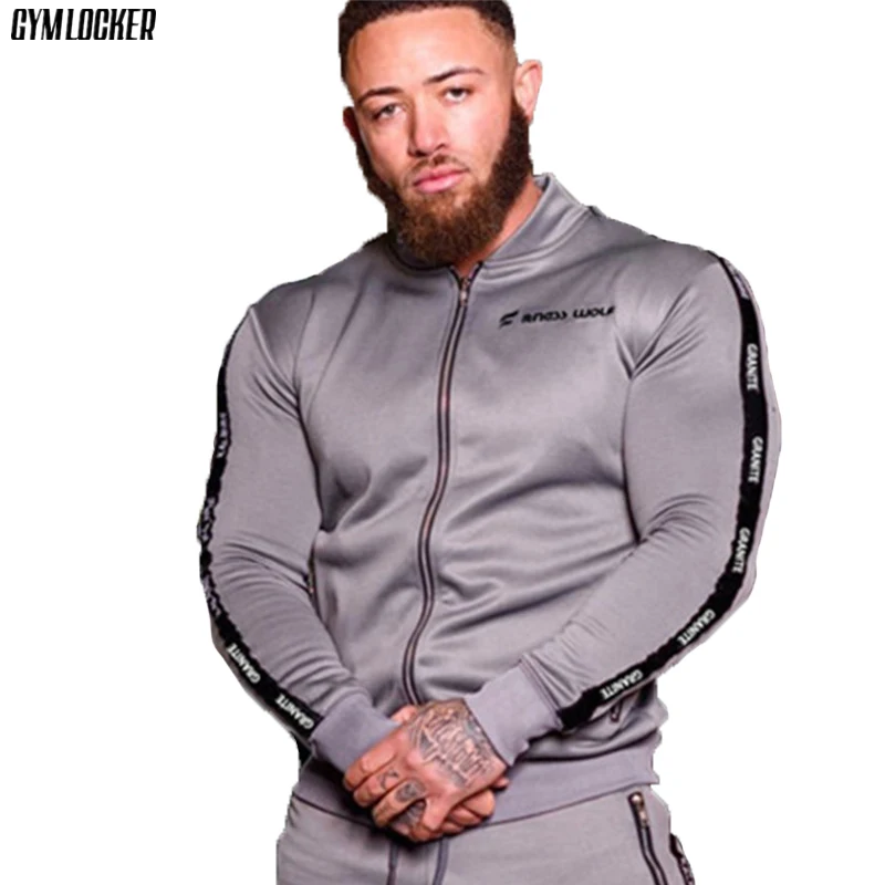 Весенне-осенний мужской свитшот без кепки GYMLOCKER рубашка на молнии модный