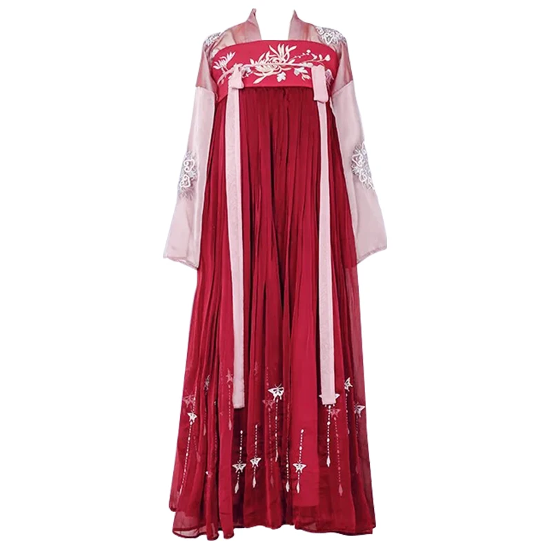 As picture Hanfu костюм элегантный красный Hanfu костюм для женщин/женский китайский древний и традиционный взрослый одежда народный танец наряд DQL1061 - Цвет: As picture