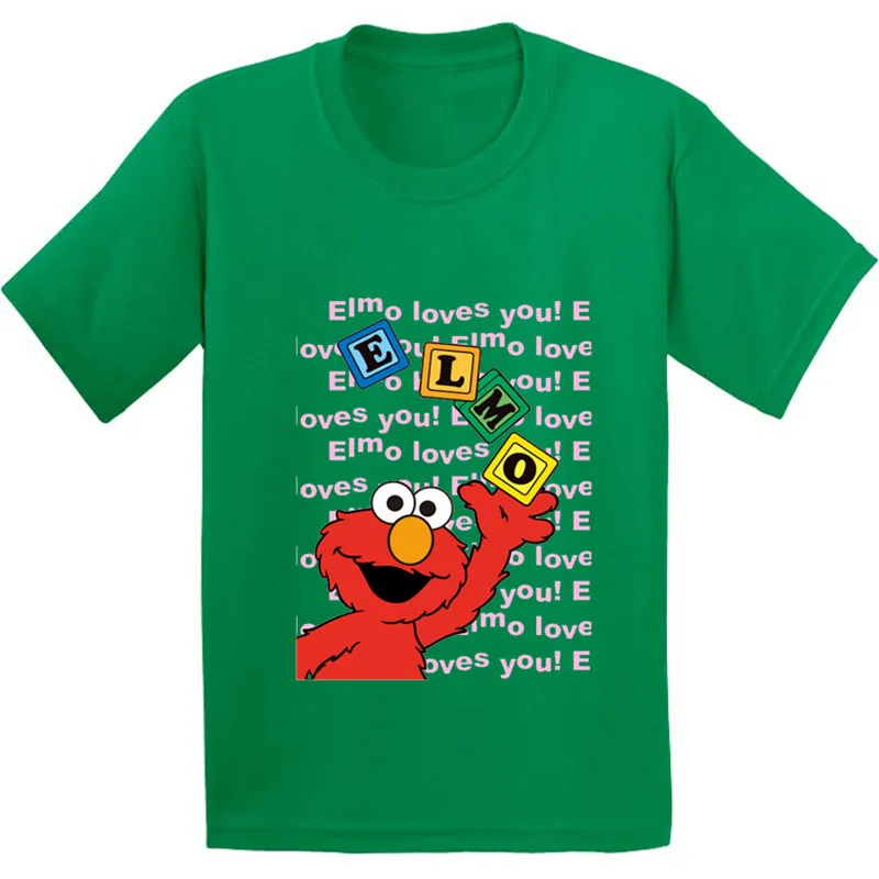 Sesame Street Elmo Pattern Kids Cotton T shirt Boys/Girls Cartoon Funny T-shirt Baby Summer Short Sleeve Clothes | Детская одежда и