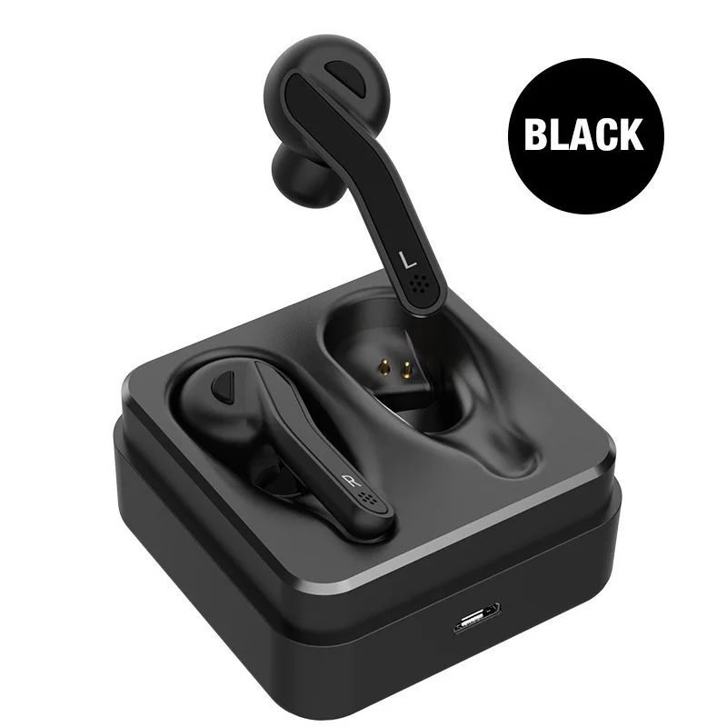 T88 Bluetooth гарнитуры 5,0 Беспроводной гарнитура наушники-вкладыши TWS с Наушники Hi-Fi стереонаушники Шум микрофон с функцией шумоподавления для iPhone и Android телефон - Цвет: Black