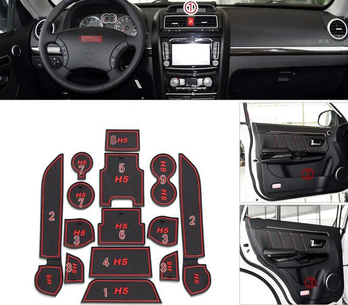 

Car Door Groove Mat Gate Slot Cup Armrest Storage Pad Mat For Haval H5 2013 2014 2015 2016 2017 2018