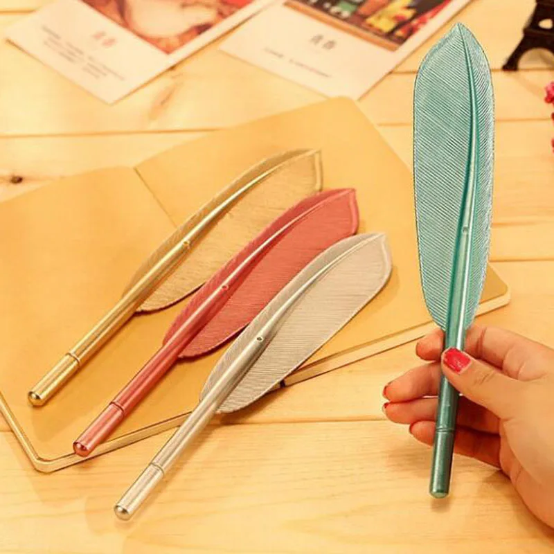 

20 Pcs/lot Hot Sale Creative Feather Shape Ballpoint Pen High Quality Plastic Writing for Kids Children Free Shipping Gift Pens