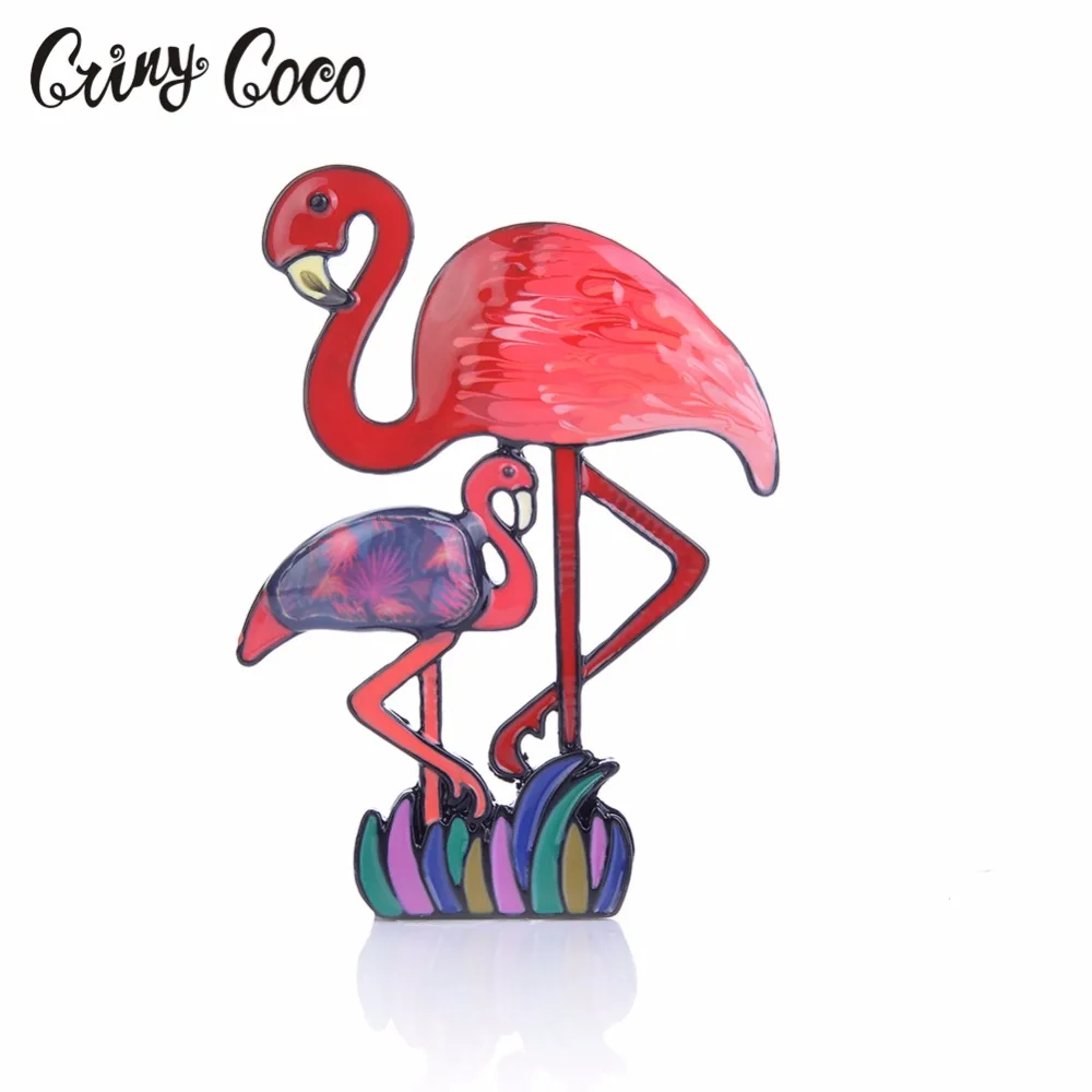Новинка 2019 эмалированная брошь в виде фламинго модное украшение на воротник