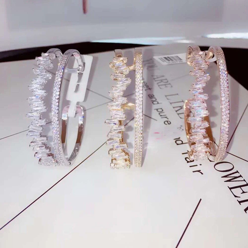 Funmode супер роскошный новый дизайн тонкий багет кольцо и браслеты для женщин