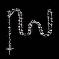 catholic golden long rose prayer necklace men and women jesus christ redemption cross faith pendant necklace chain collar jewelr