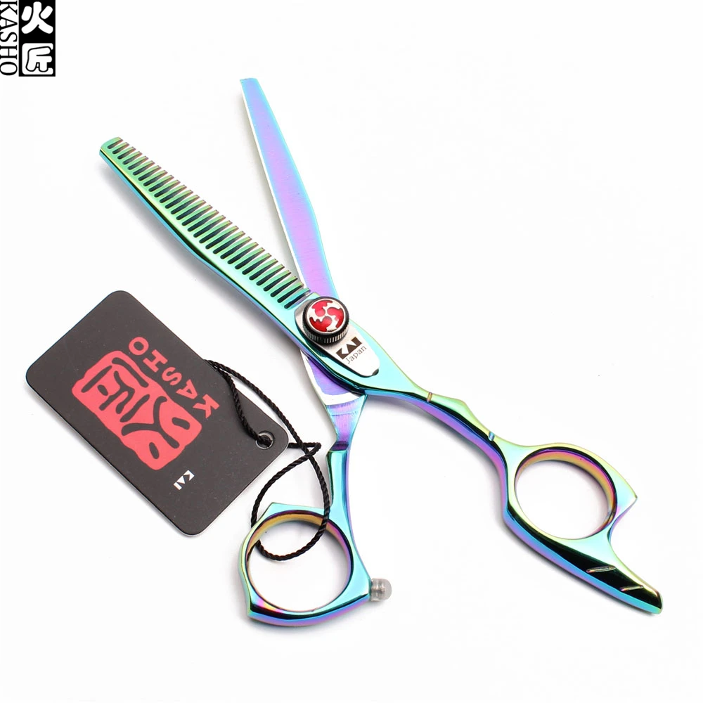 H9017 5 &quot16 см Kasho многоцветные 440C ножницы для резки филировочные салона волос