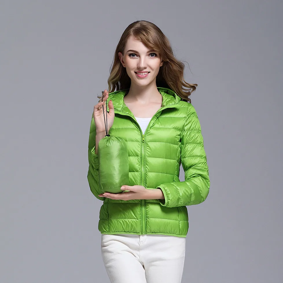 Super Light White Duck Down Jacket Women Autumn Winter Warm Coat Female Hooded | Женская одежда