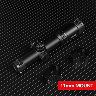 FIRE WOLF 1-4X24E оптические Прицелы Охотничьи красные точечные прицелы компактный прицел с подсветкой сетка w/крепления для AR15 AK - Цвет: 11mm mount