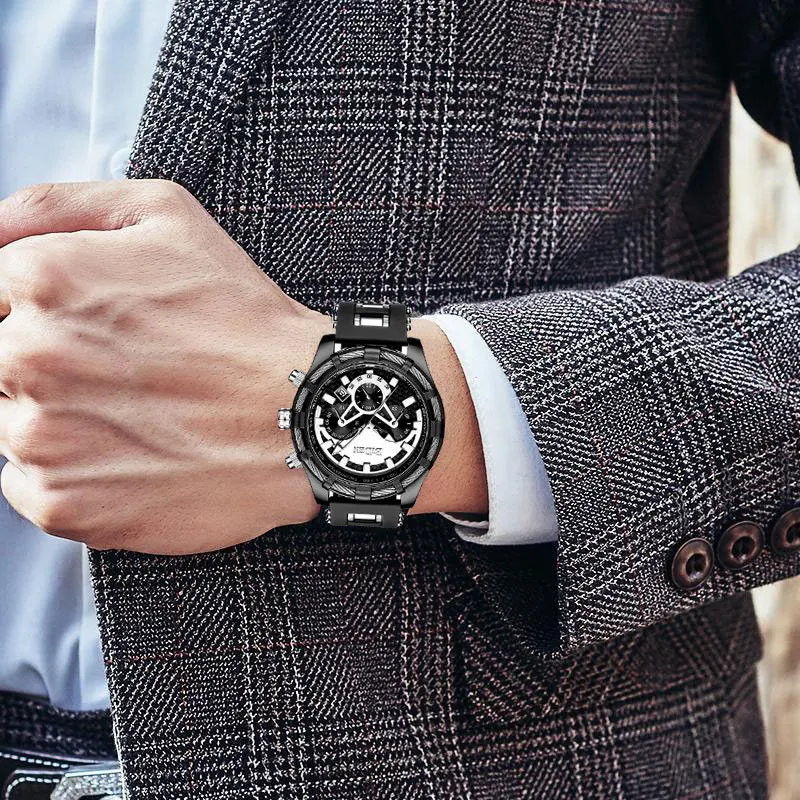 

BIDEN Watch Men Fashion Sport Quartz Clock Leather Men Watches Top Brand Luxury blue Waterproof Business Watch Relogio Masculino