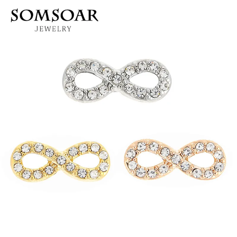Somsoar Jewelry infinity с полностью хрустальным шармом подходит для кожаного браслета 10