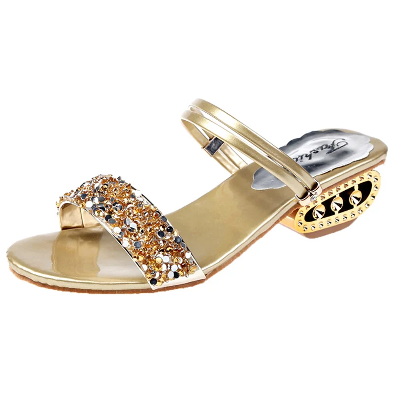 HEE GRAND/женские Босоножки на каблуке золотого и серебряного цвета летние новые