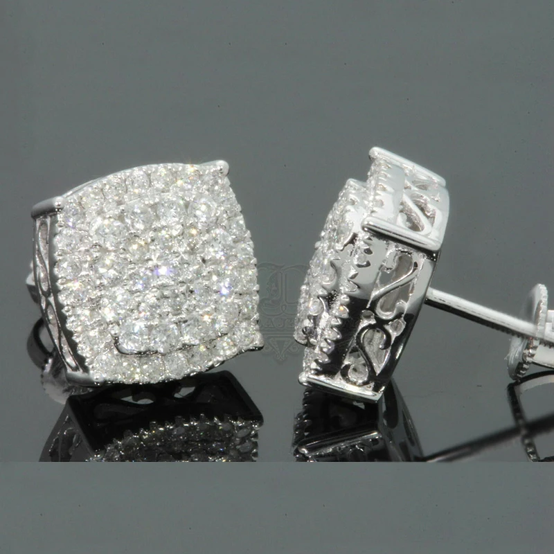 

Hip Hop Micro Pave AAA Zircon Stone Color Stud Earrings Men Women Luxury Brand Geometry Square Crystal Z4M282