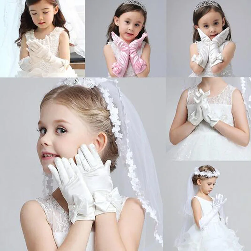 1 Pair New Long Girl Gloves Bowknot Princess Solid for Children's Day Cute Prom Dance Birthday Party Accessories Mittens | Аксессуары