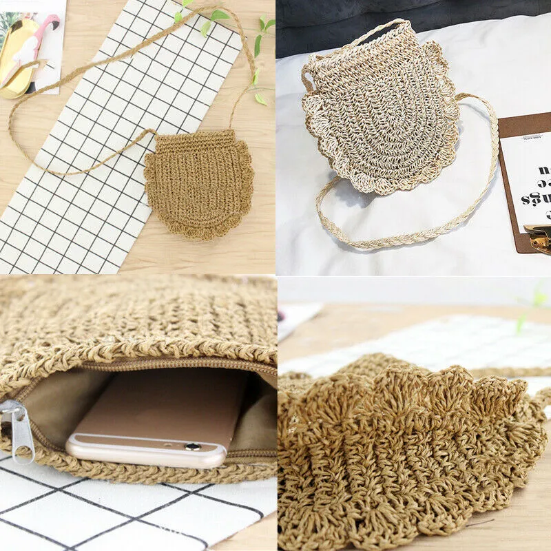 Женская плетеная Сумка из ротанга круглая соломенная сумка мессенджер ручной