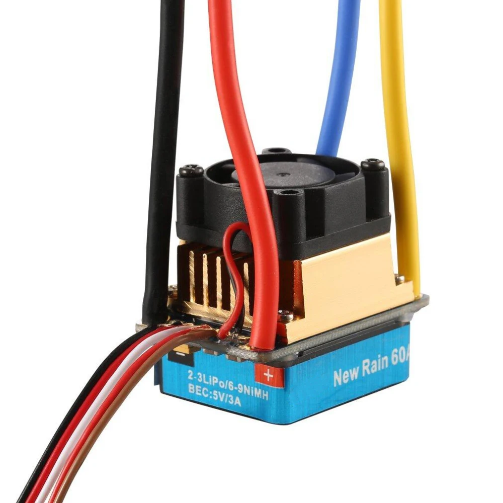 Rc 2-3 Lipo/6-9NiMH 60A двухрежимный регулятор скорости щетки ESC Регулятор с охлаждающим вентилятором для 1/10 RC автомобиля