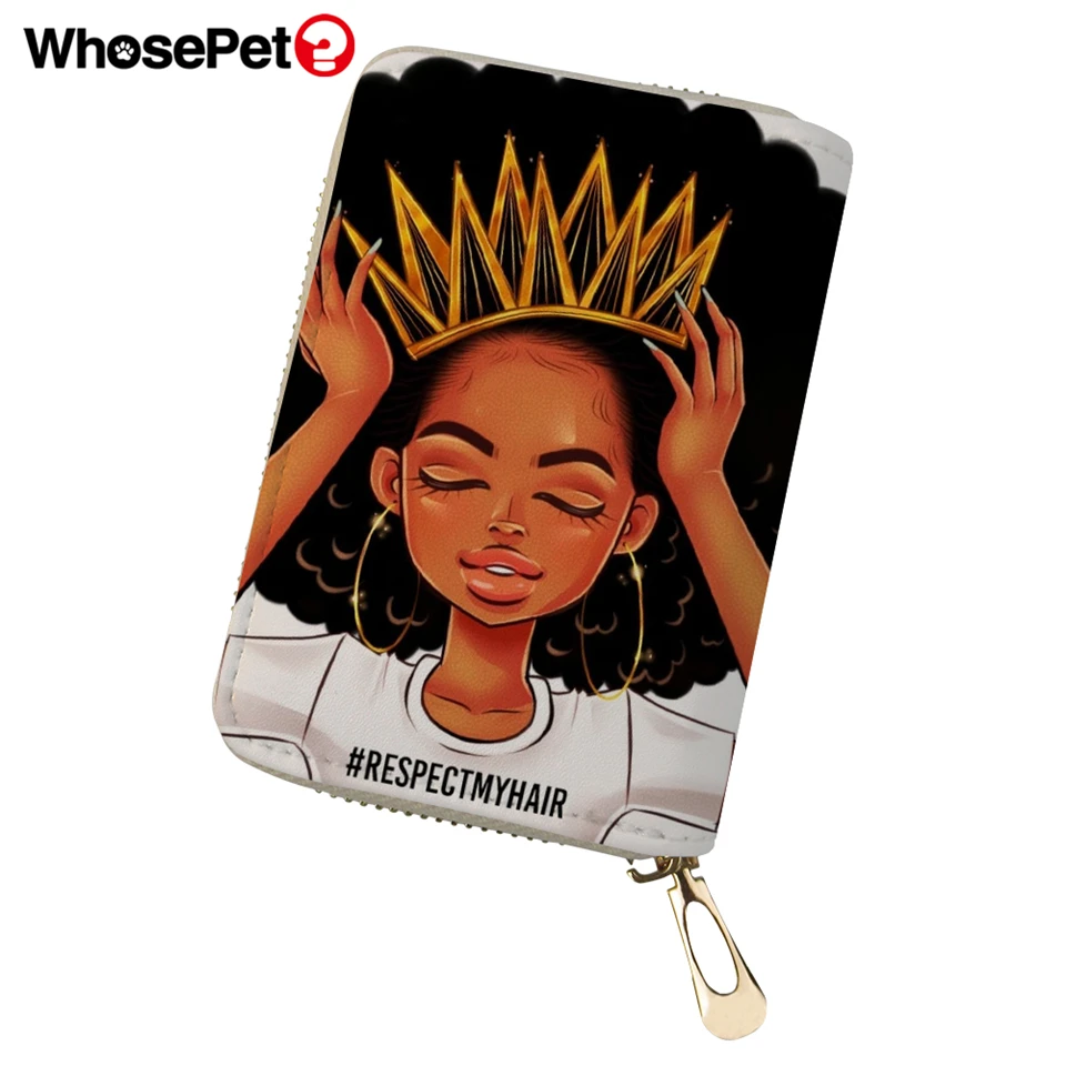 WHOSEPET Travel Wallet Case Coin Purse African Girls Prints Women PU Leather ID Card Cover Mini Business Holder for Ladies | Багаж и сумки