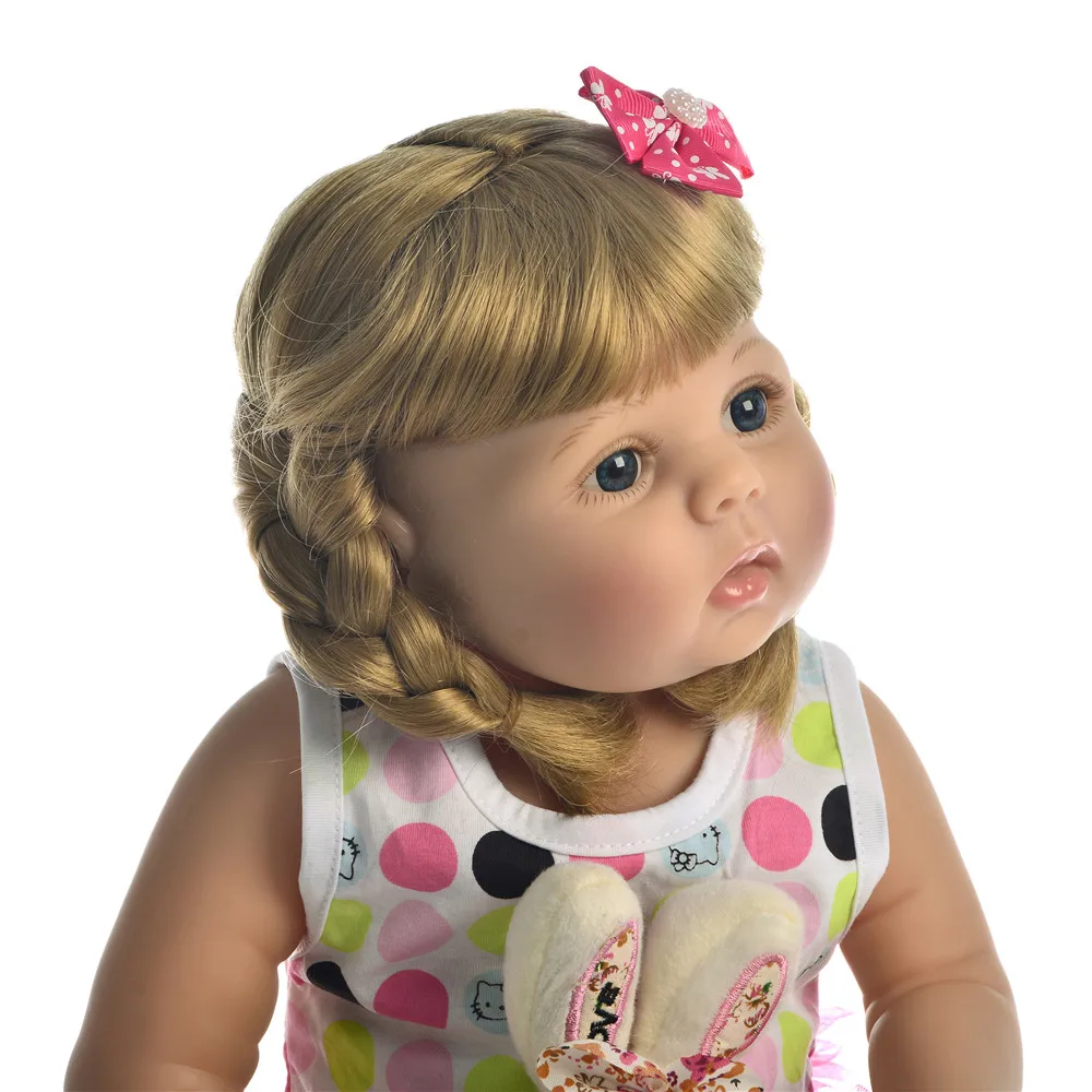 Кукла Bebe-reborn 23 дюйма 57 см силиконовая виниловая reborn baby girl блондинка парик милый