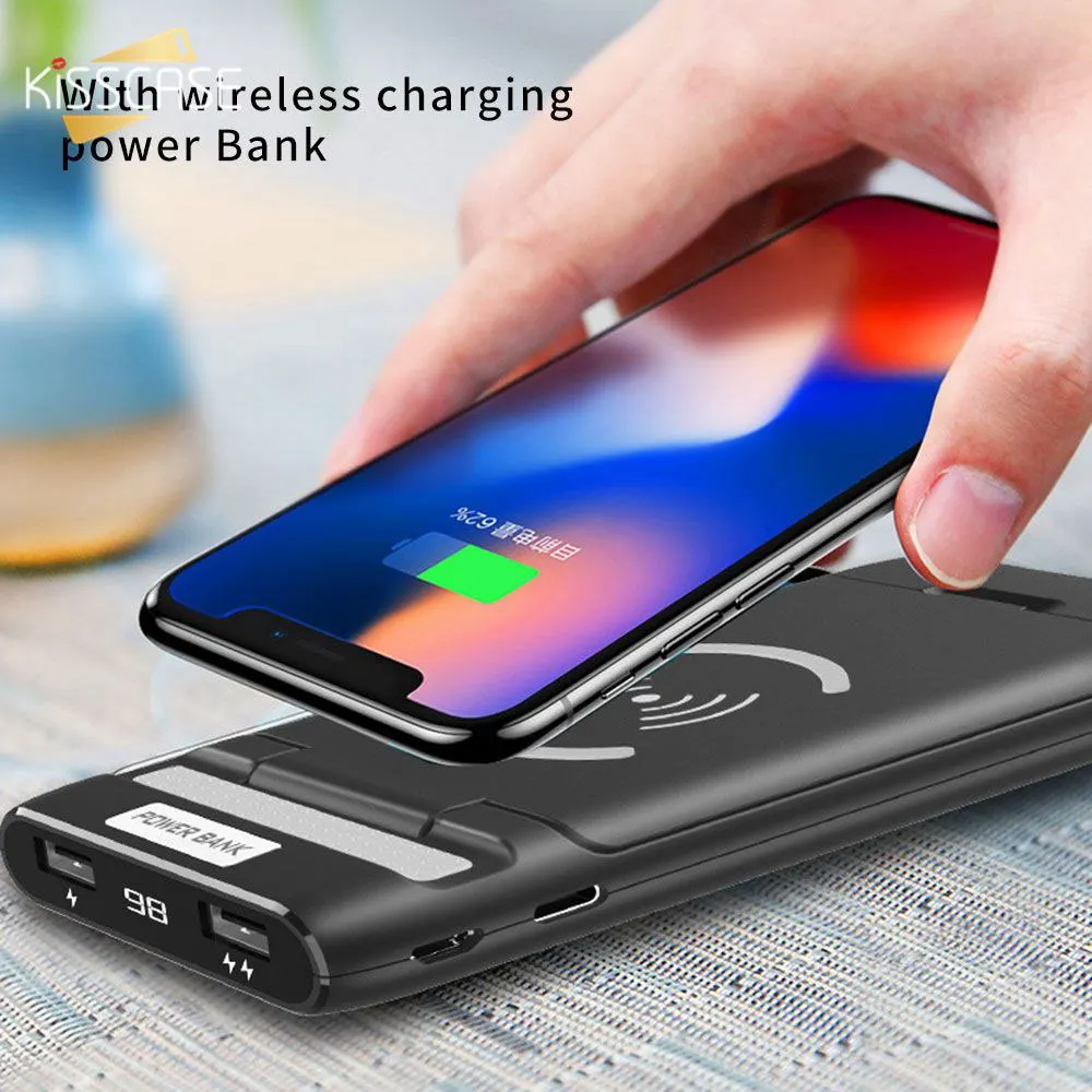 KISSCASE 10000 мАч банк питания для iPhone samsung huawei type C PD Быстрая зарядка + быстрая 3.0USB