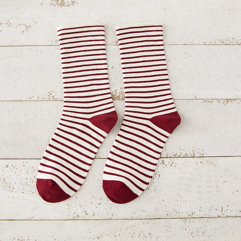 Модные дизайнерские цветные полосатые женские хлопковые носки классические