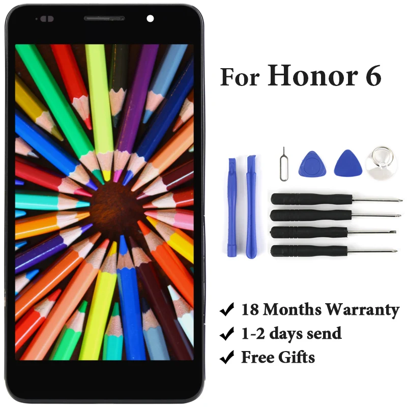 Без битых пикселей черный белый H60 L02 L12 сенсорный экран для Honor 6 ЖК дисплей
