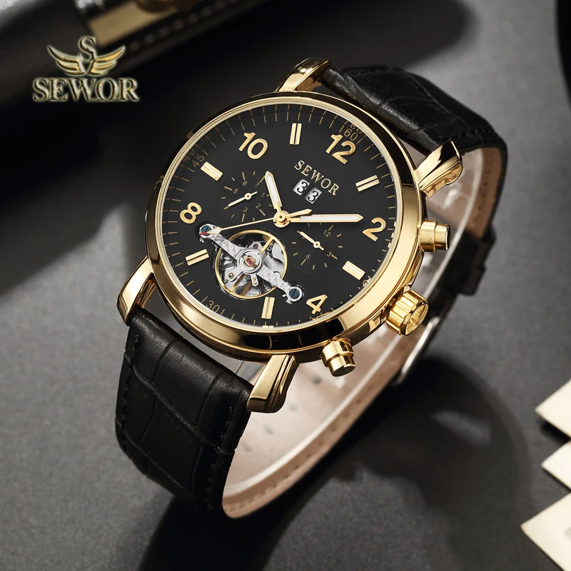 SEWOR 2018 Новые Модные Роскошные Tourbillon автоматические механические Для мужчин