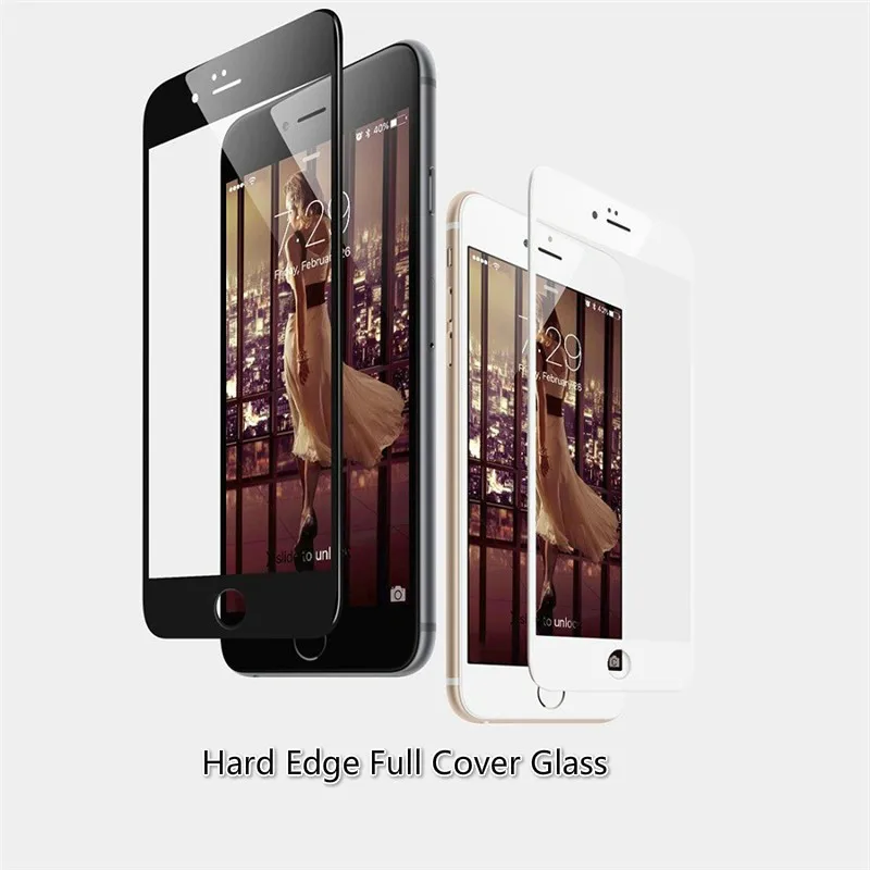 Полноэкранное закаленное стекло с твердыми краями для iphone 7 8 Plus Защита экрана iPhone
