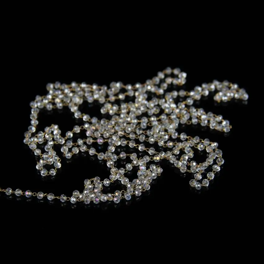 5 метров граненые круглые прозрачные белые стеклянные цепи из бисера AB 2x3 мм