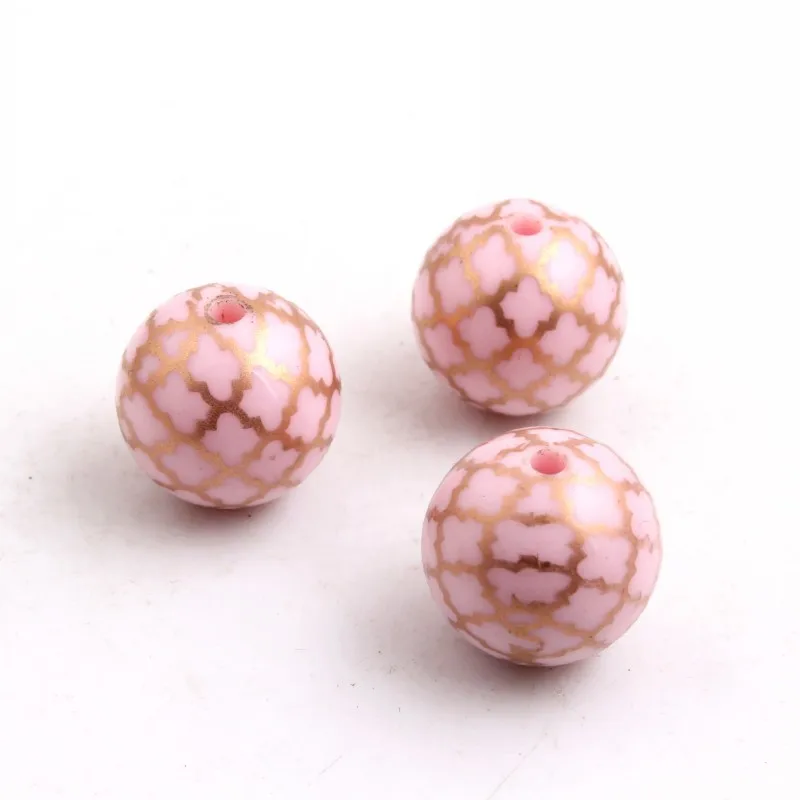 Красочные 20 мм 100 шт./лот Акриловые Твердые бусины принт Золотая кварцевая Фольга