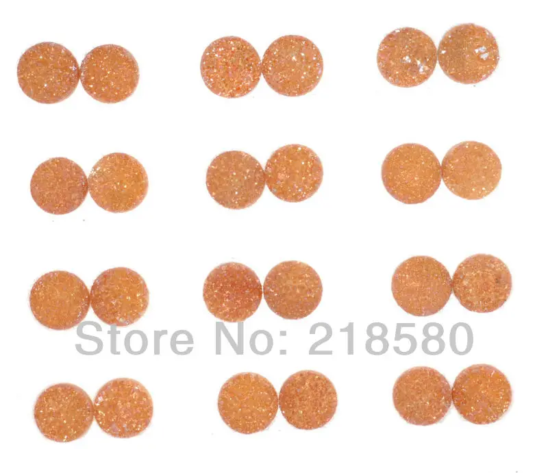 

H-DCB25 25pcs Peach Orange Quartz Round Drusy Druzy Cabochon Beads 8mm 10mm 12mm 14mm